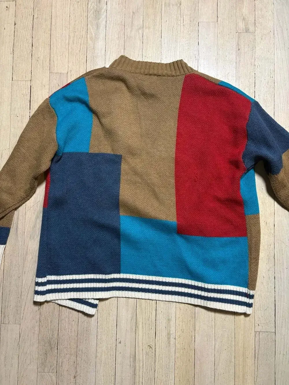 Gurunvani Men's Patchwork Knit Button-Down Cardigan Sweater